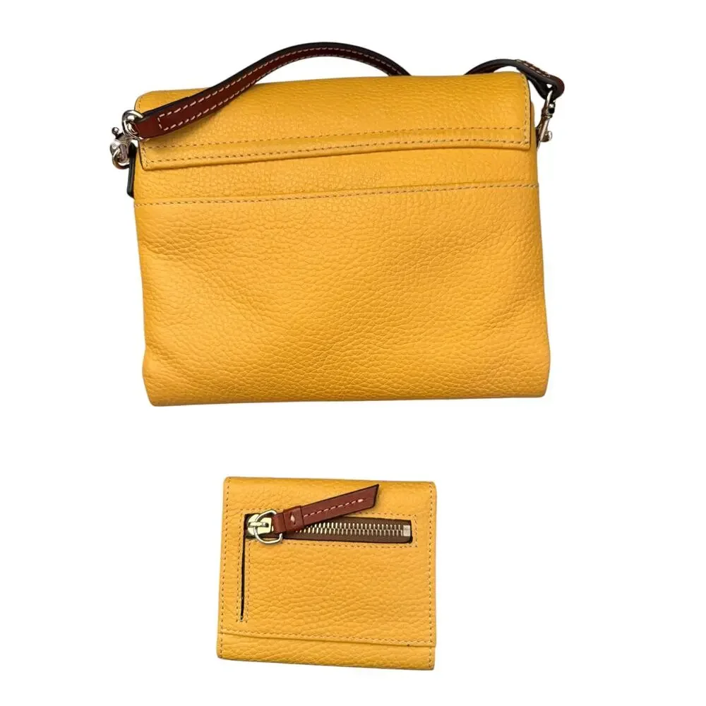 Dooney & Bourke Yellow All Weather Leather Crossbody & Matching Wallet